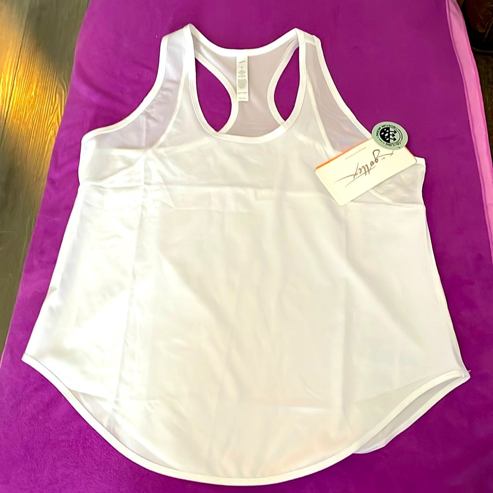 NEW 🤍 X by Gottex, White Racerback Tank-Top. Cooling-Moisture Wicking fabric.